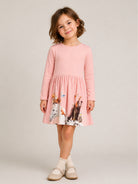 Abito per bambina Molo Kids rosa a maniche lunghe con stampa animali 2W26E207 5751 MOLO KIDS 