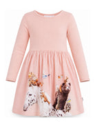 Abito per bambina Molo Kids rosa a maniche lunghe con stampa animali 2W26E207 5751 MOLO KIDS 