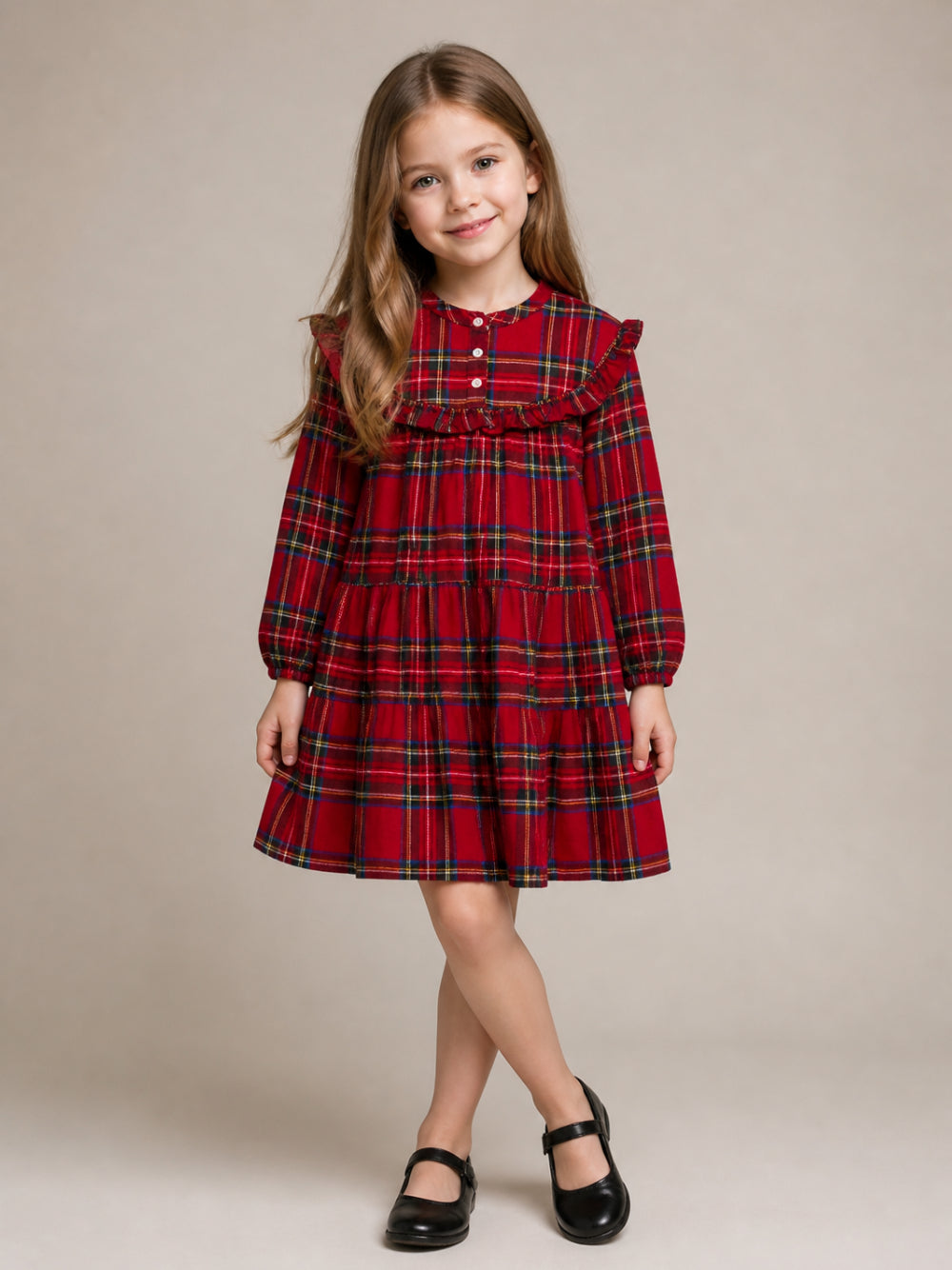 Abito per bambina Molo Kids rosso con design tartan 2W26E228 5778 MOLO KIDS 