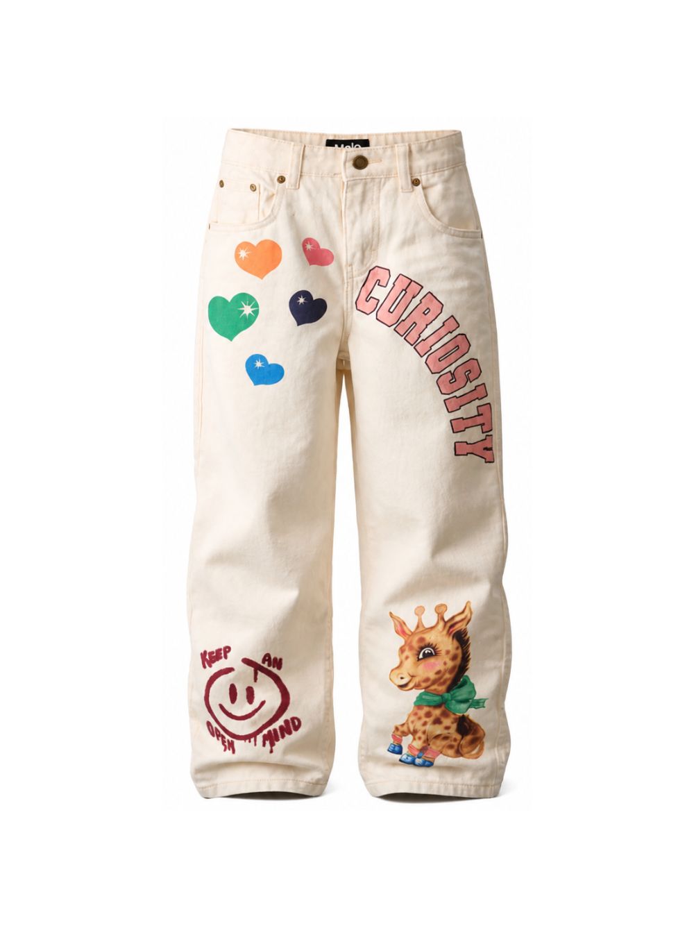 Jeans per bambina Molo Kids beige a gamba ampia con stampa 2W26I108 2444 MOLO KIDS 