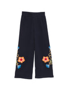 Pantaloni per bambina Molo Kids blu con stampa grafica floreale 2W26I208 2292 MOLO KIDS 