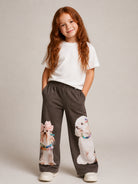 Pantaloni per bambina Molo Kids marrone con stampa grafica cani 2W26I210 5758 MOLO KIDS 