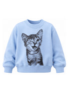 Felpa per bambina Molo Kids azzurra con stampa grafica gattino 2W26J201 5747 MOLO KIDS 