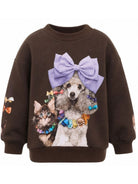 Felpa per bambina Molo Kids marrone con stampa grafica 2W26J202 5758 MOLO KIDS 