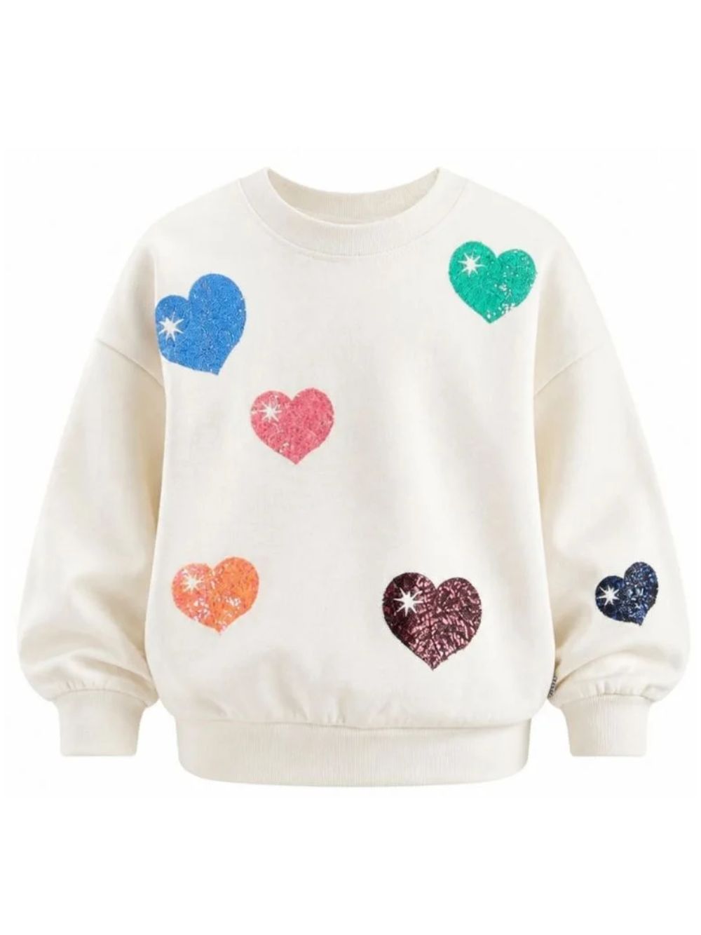 Felpa per bambina Molo Kids bianca con applicazioni a cuore con paillettes 2W26J209 5773 MOLO KIDS 