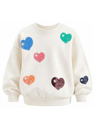 Felpa per bambina Molo Kids bianca con applicazioni a cuore con paillettes 2W26J209 5773 MOLO KIDS 