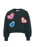 Felpa per bambina Molo verde con applicazioni cuore 2W26J210 5721 MOLO KIDS 