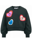 Felpa per bambina Molo verde con applicazioni cuore 2W26J210 5721 MOLO KIDS 