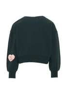 Felpa per bambina Molo verde con applicazioni cuore 2W26J210 5721 MOLO KIDS 