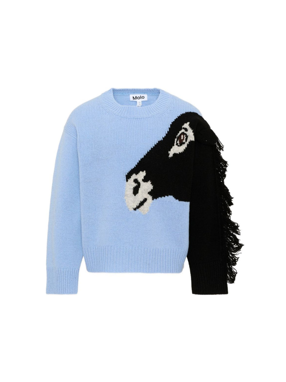 Maglione per bambina Molo Kids azzurro con cavallo ricamato 2W26K214 5731 MOLO KIDS 