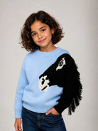 Maglione per bambina Molo Kids azzurro con cavallo ricamato 2W26K214 5731 MOLO KIDS 