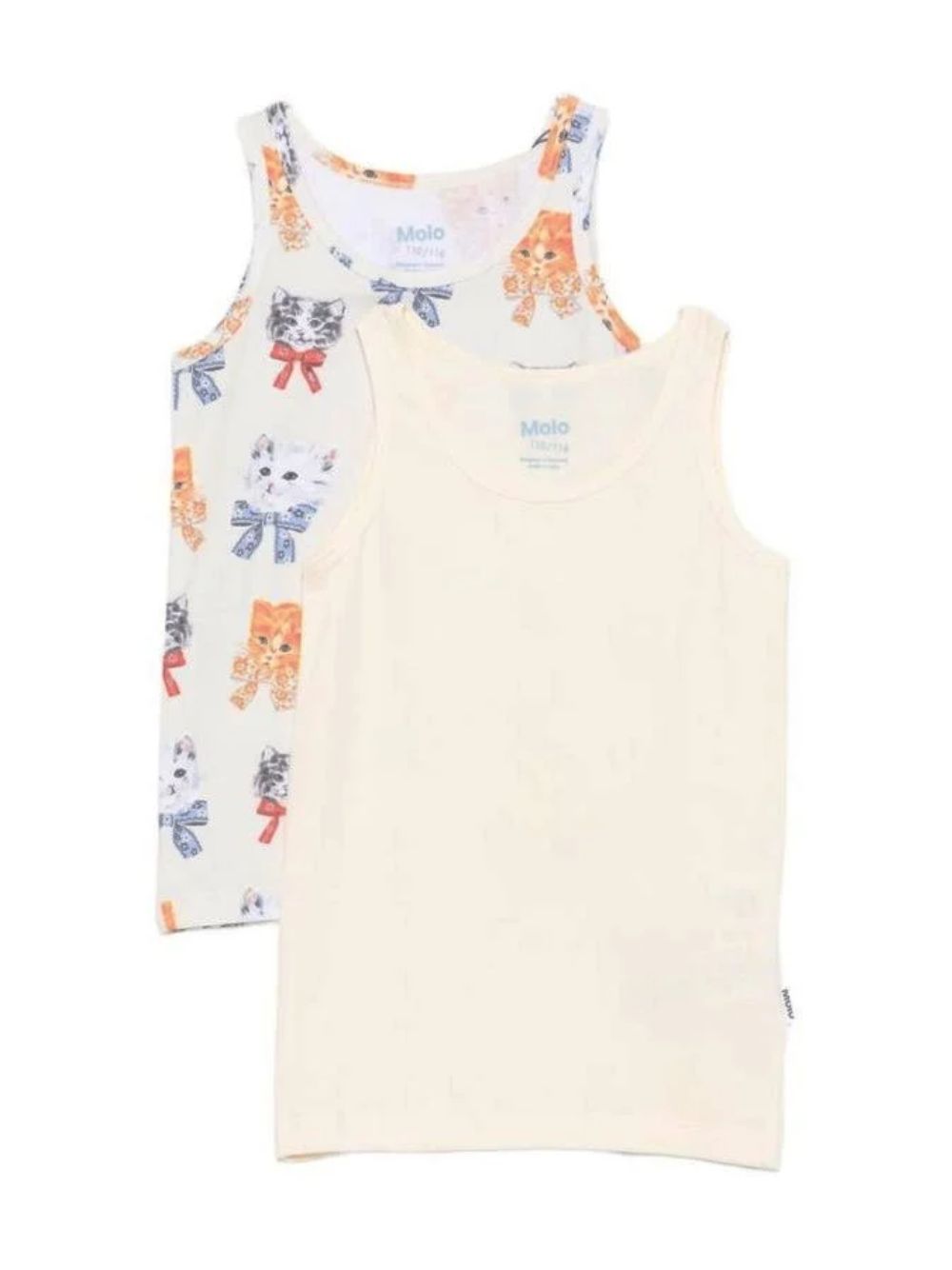Set 2 t-shirt per bambina Molo Kids beige/bianca con stampa grafica gattini 2W26Q801 5848 MOLO KIDS 