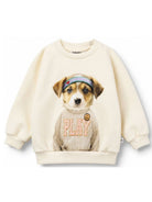 Felpa neonato Molo Kids beige con stampa grafica cane 4W26J201 5798 MOLO KIDS 
