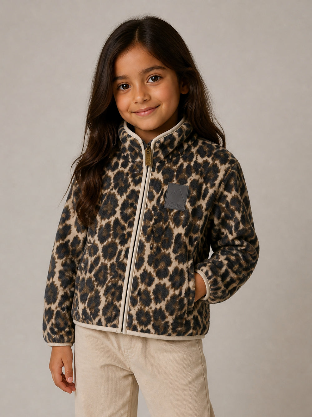 Giubbino per bambina Molo Kids marrone con stampa leopardata 5W26L203 9783 MOLO KIDS 