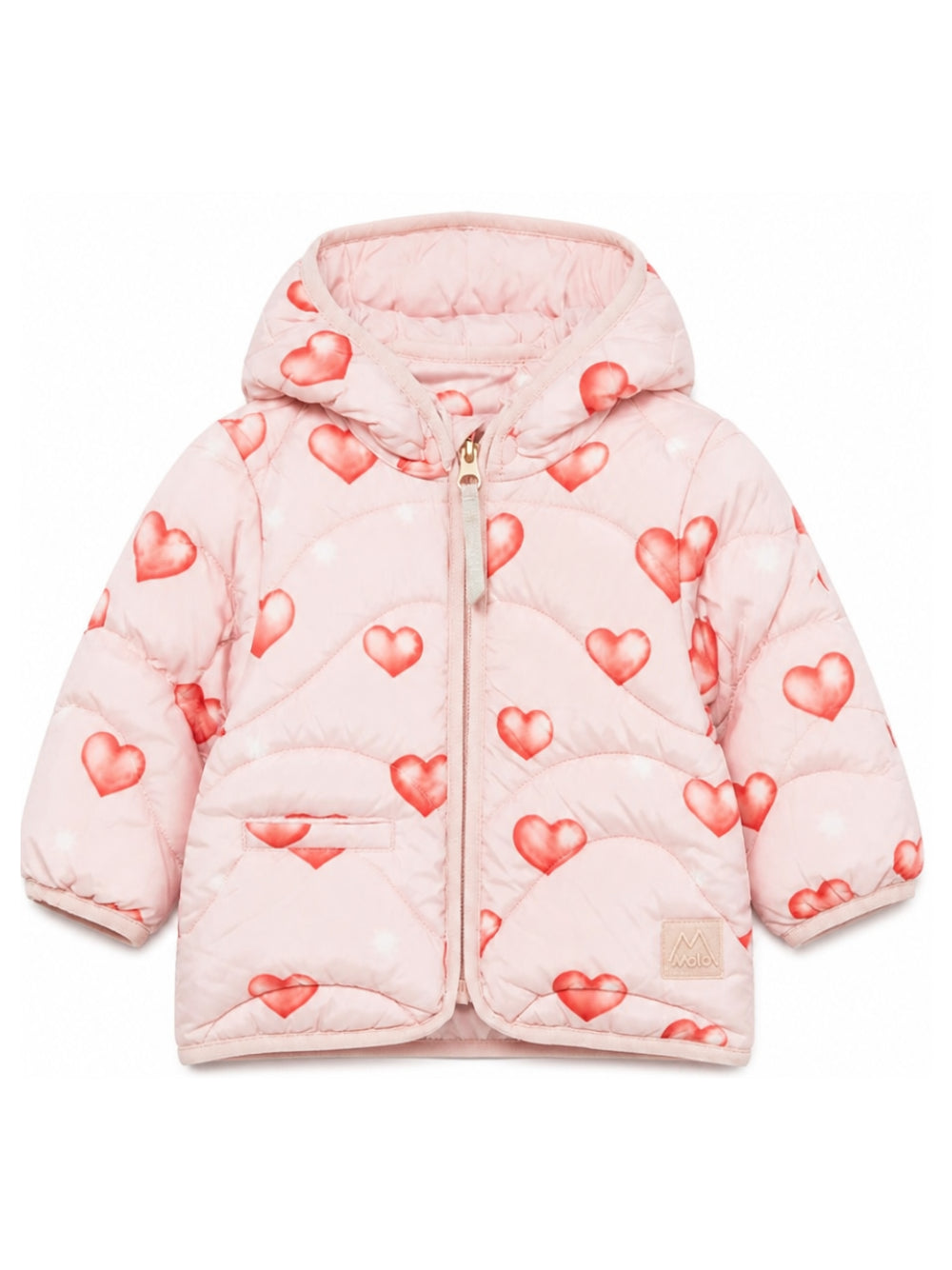 Giubbino per neonata Molo Kids rosa con stampa a cuori all-over 5W26M326 5741 MOLO KIDS 