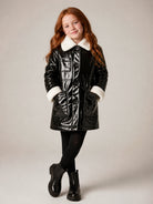 Cappotto per bambina Molo Kids nero con finitura lucida 5W26M331 0099 MOLO KIDS 