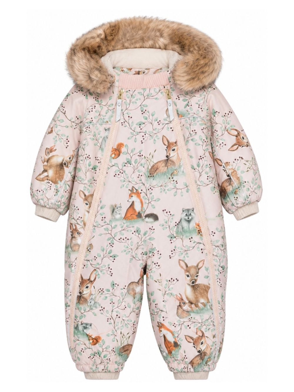 Tuta da neve per neonata Molo Kids rosa chiaro con bordo in pelliccia 5W26N105 9780 MOLO KIDS 