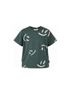 T-shirt per bambino Molo Kids verde scuro con stampa grafica smile 6W26A202 6252 MOLO KIDS 