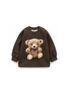 Felpa per neonato Molo Kids marrone scuro con stampa orsetto sul davanti 6W26A403 5938 MOLO KIDS 