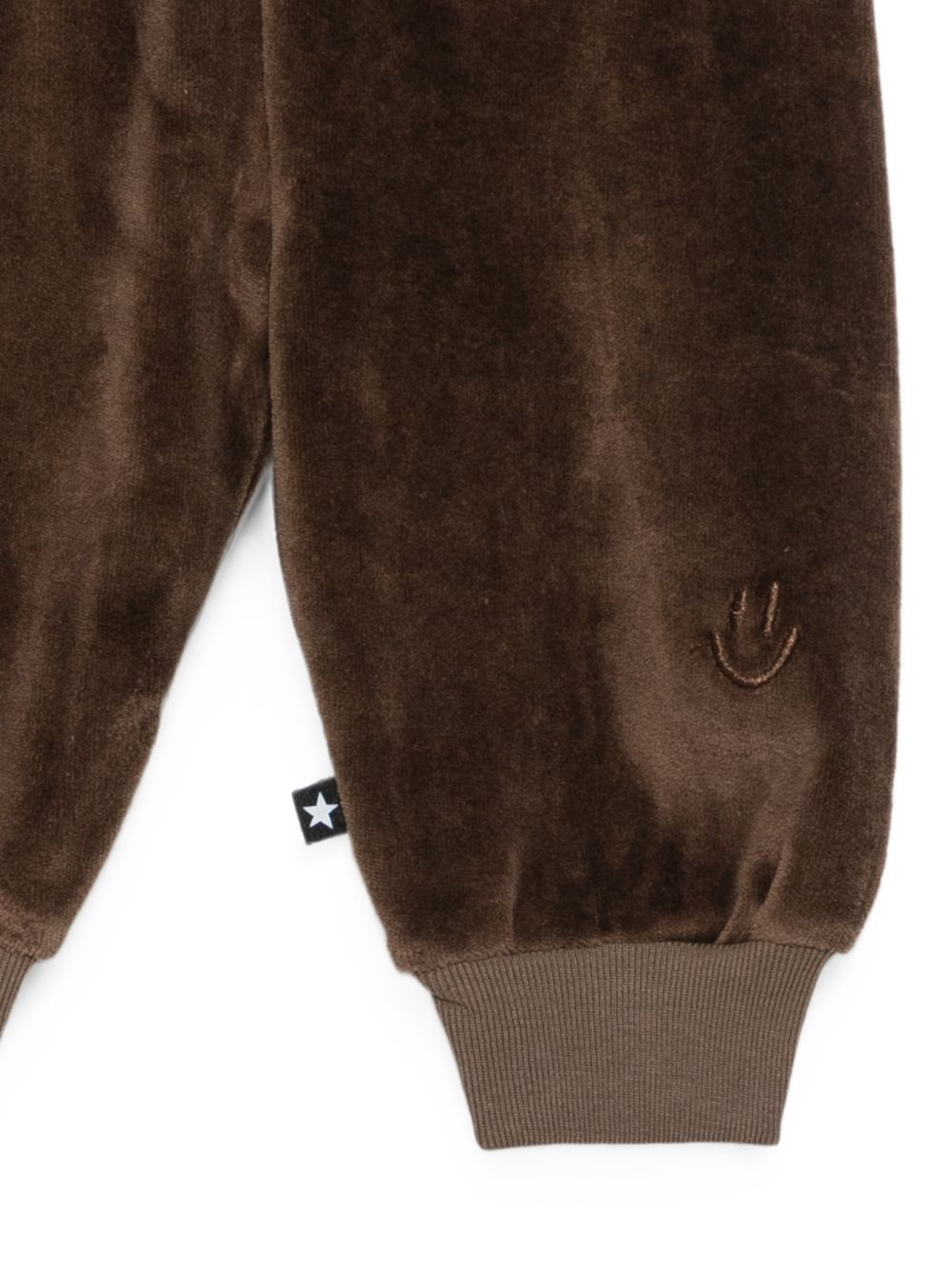 Pantaloni pe neonato Molo Kids marroni con ricamo sorriso 6W26I216 8795 MOLO KIDS 