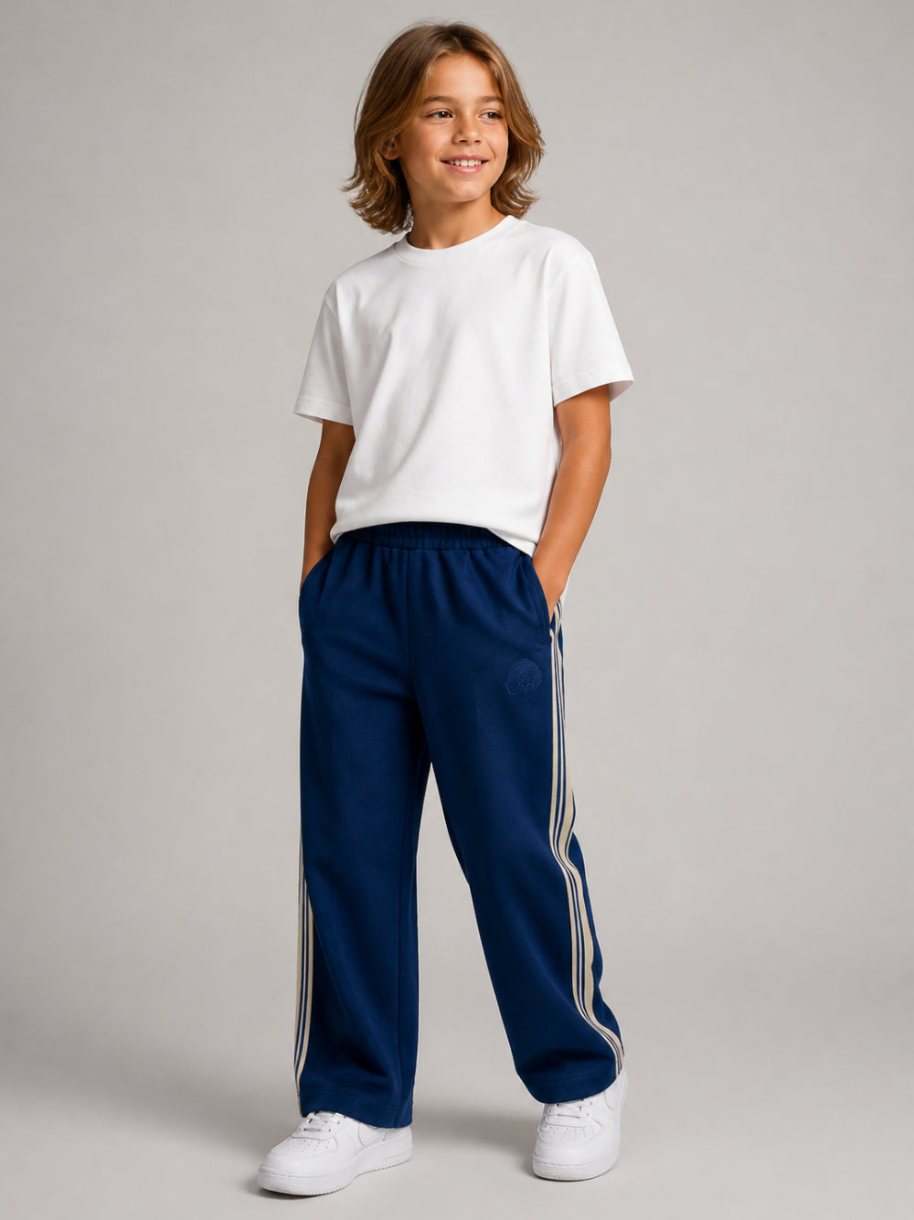 Pantatuta per bambino Molo Kids blu con dettaglio laterale a righe 6W26I217 8482 MOLO KIDS 