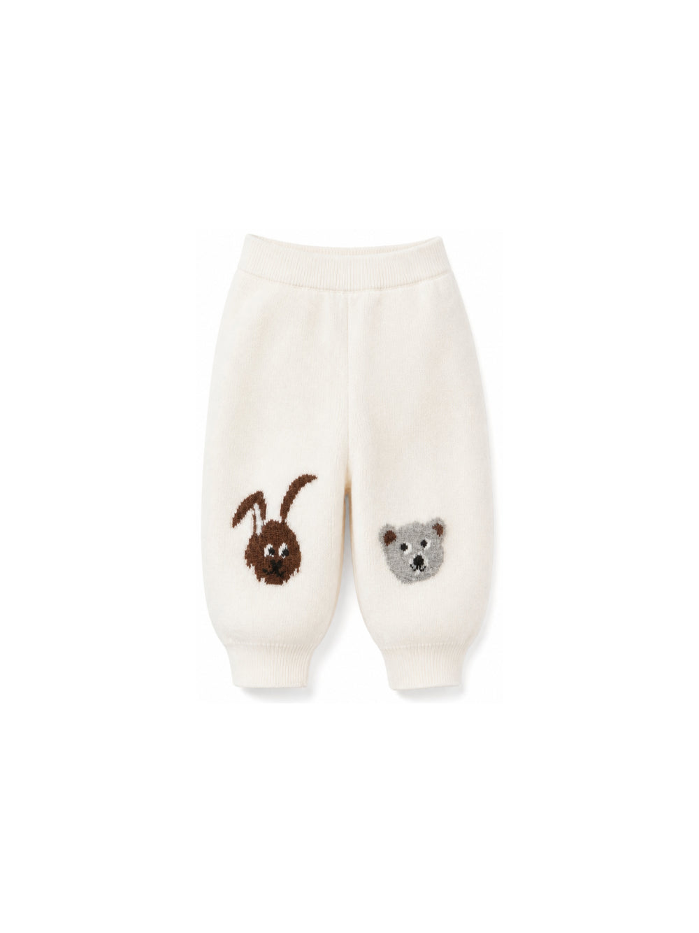 Pantaloni per neonato Molo Kids bianchi con animali ricamati sul davanti 6W26I222 5775 MOLO KIDS 