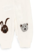 Pantaloni per neonato Molo Kids bianchi con animali ricamati sul davanti 6W26I222 5775 MOLO KIDS 