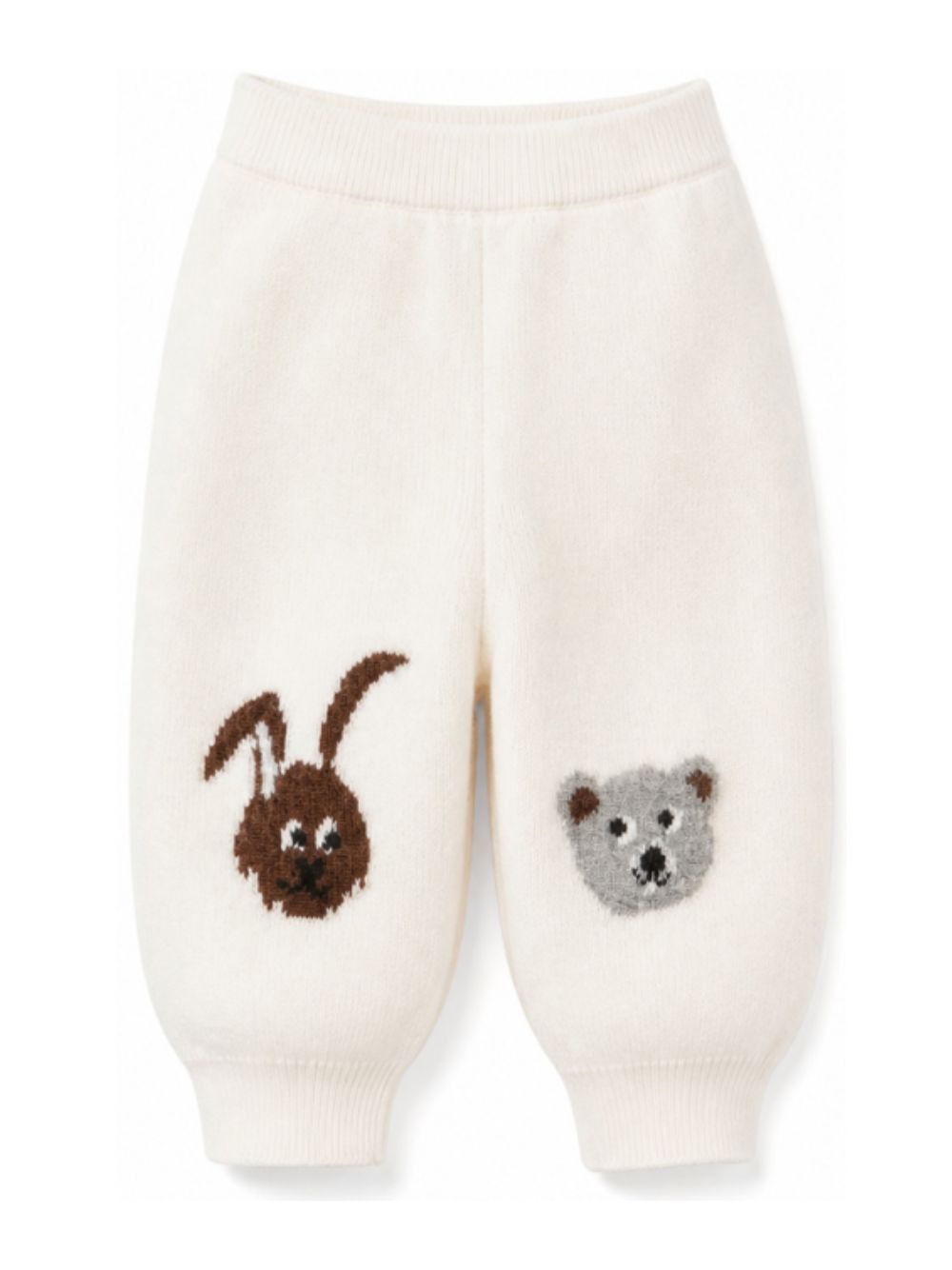 Pantaloni per neonato Molo Kids bianchi con animali ricamati sul davanti 6W26I222 5775 MOLO KIDS 