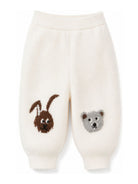 Pantaloni per neonato Molo Kids bianchi con animali ricamati sul davanti 6W26I222 5775 MOLO KIDS 