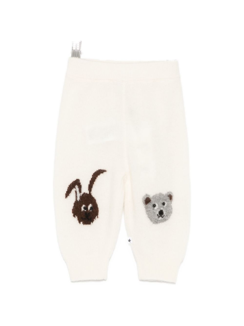 Pantaloni per neonato Molo Kids bianchi con animali ricamati sul davanti 6W26I222 5775 MOLO KIDS 