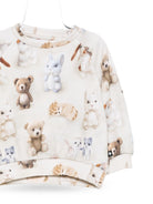 Felpa per neonato Molo Kids bianca con stampa animali all-over 6W26J202 5935 MOLO KIDS 