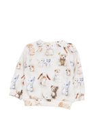 Felpa per neonato Molo Kids bianca con stampa animali all-over 6W26J202 5935 MOLO KIDS 