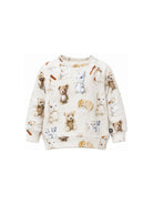 Felpa per neonato Molo Kids bianca con stampa animali all-over 6W26J202 5935 MOLO KIDS 