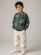 Felpa per bambino Molo Kids verde scuro con stampa smile 6W26J205 6252 MOLO KIDS 