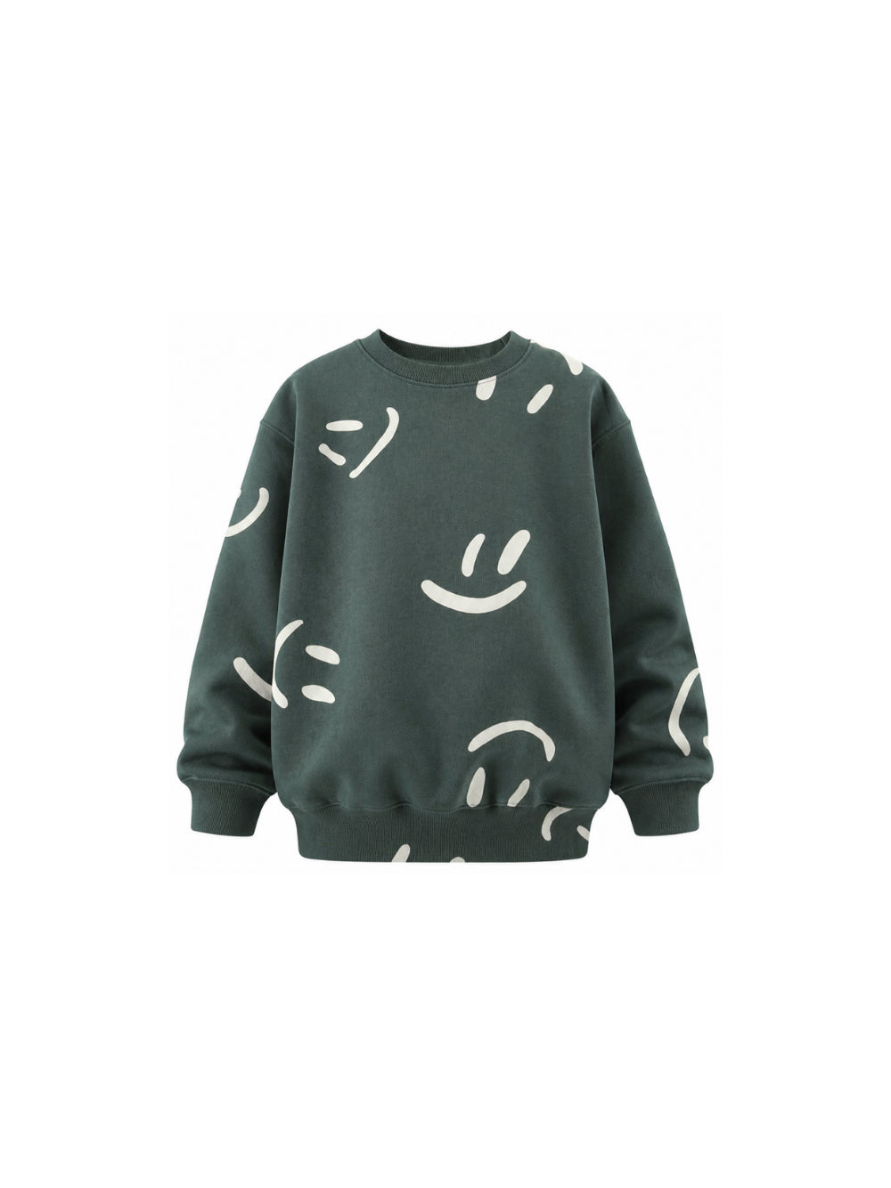 Felpa per bambino Molo Kids verde scuro con stampa smile 6W26J205 6252 MOLO KIDS 
