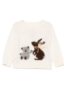 Maglione per neonato Molo Kids bianco sporco con ricamo anilìmali sul davanti 6W26K211 5775 MOLO KIDS 