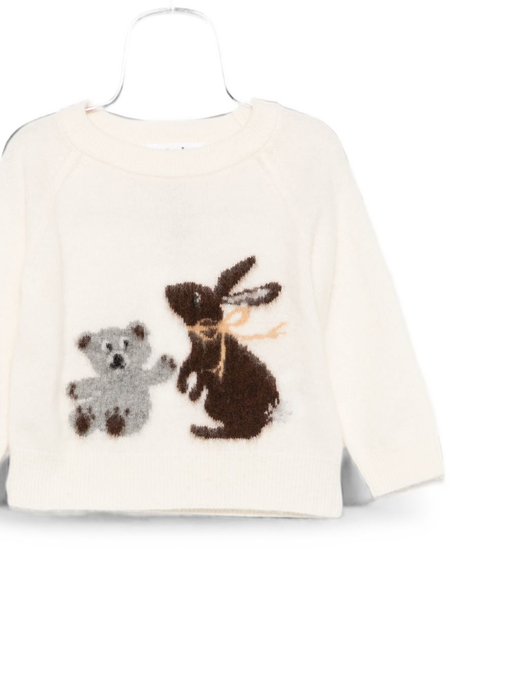 Maglione per neonato Molo Kids bianco sporco con ricamo anilìmali sul davanti 6W26K211 5775 MOLO KIDS 