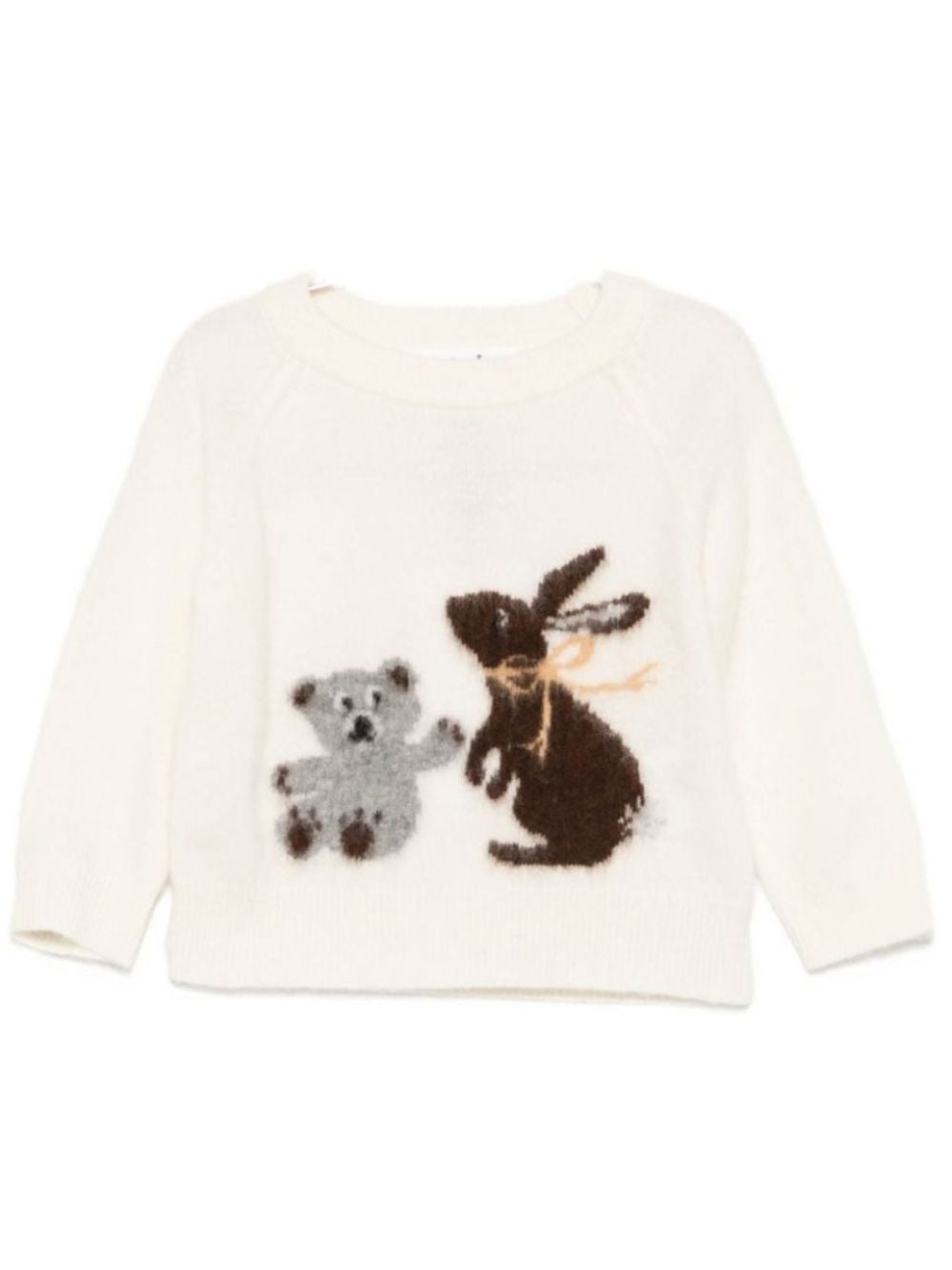 Maglione per neonato Molo Kids bianco sporco con ricamo anilìmali sul davanti 6W26K211 5775 MOLO KIDS 