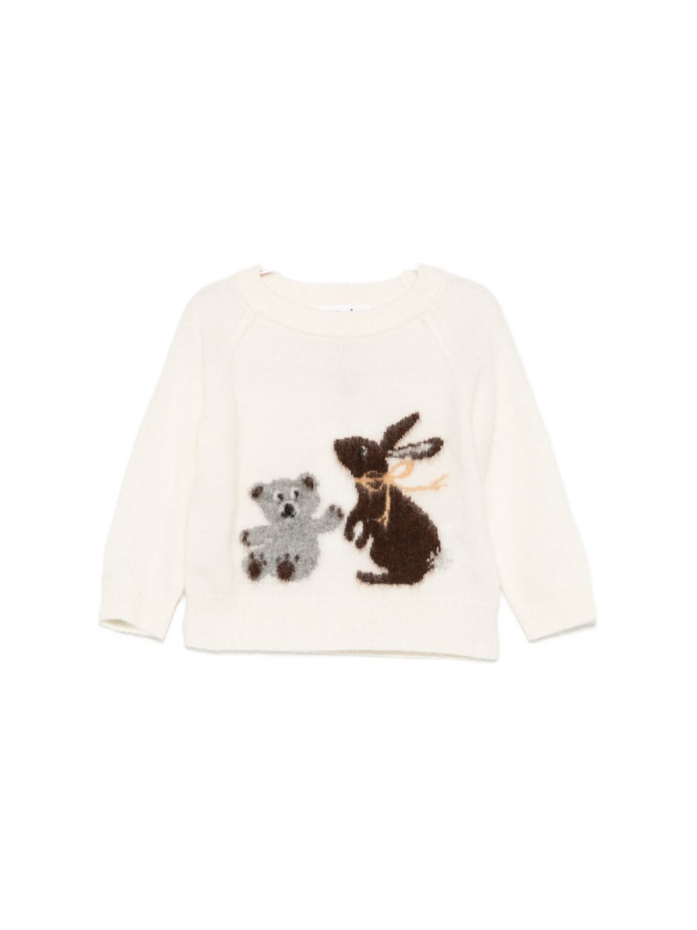 Maglione per neonato Molo Kids bianco sporco con ricamo anilìmali sul davanti 6W26K211 5775 MOLO KIDS 