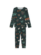 Pigiama per bambini Molo Kids verde scuro con stampa grafica all-over 6W26R503 5872 MOLO KIDS 