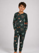 Pigiama per bambini Molo Kids verde scuro con stampa grafica all-over 6W26R503 5872 MOLO KIDS 