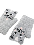 Guanti per bambini Molo Kids grigi con motivo gatto 7W26S102 1046 MOLO KIDS 