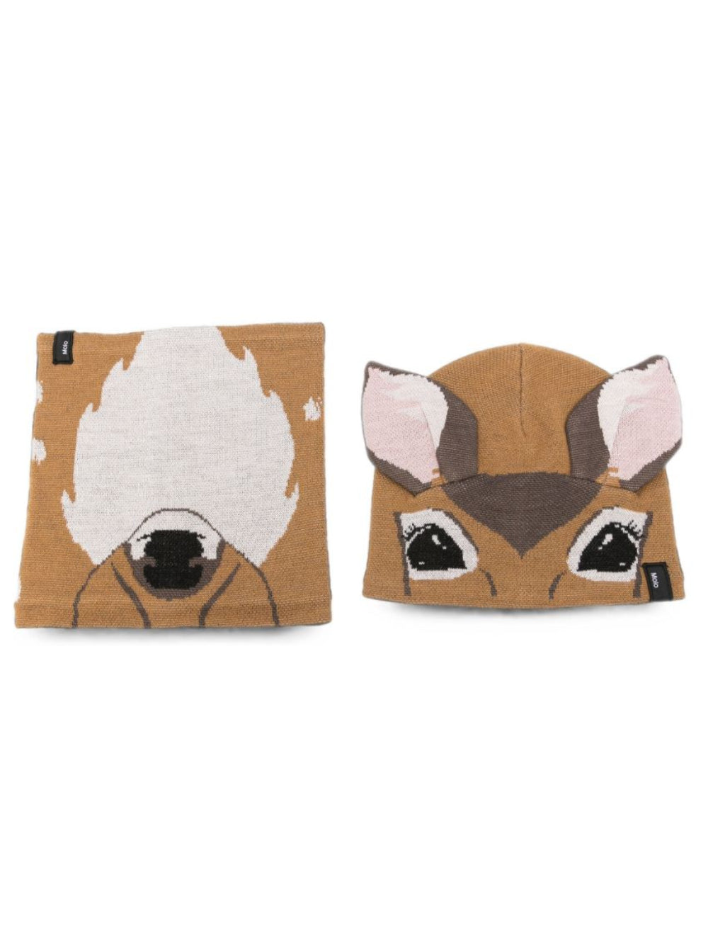Set berretto e snood Kleo per bambini Molo marrone con intarsio cervo 7W26S302 3059 MOLO KIDS 