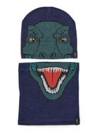 Set berretto e snood Kleo per bambini Molo blu con intarsio dinosauro 7W26S302 4015 MOLO KIDS 