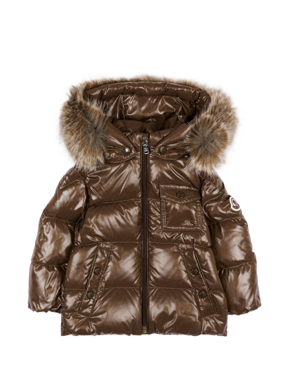 Giubbino per neonato Moncler Kids marrone con design imbottito L29511A00024597Z8 246 MONCLER KIDS 