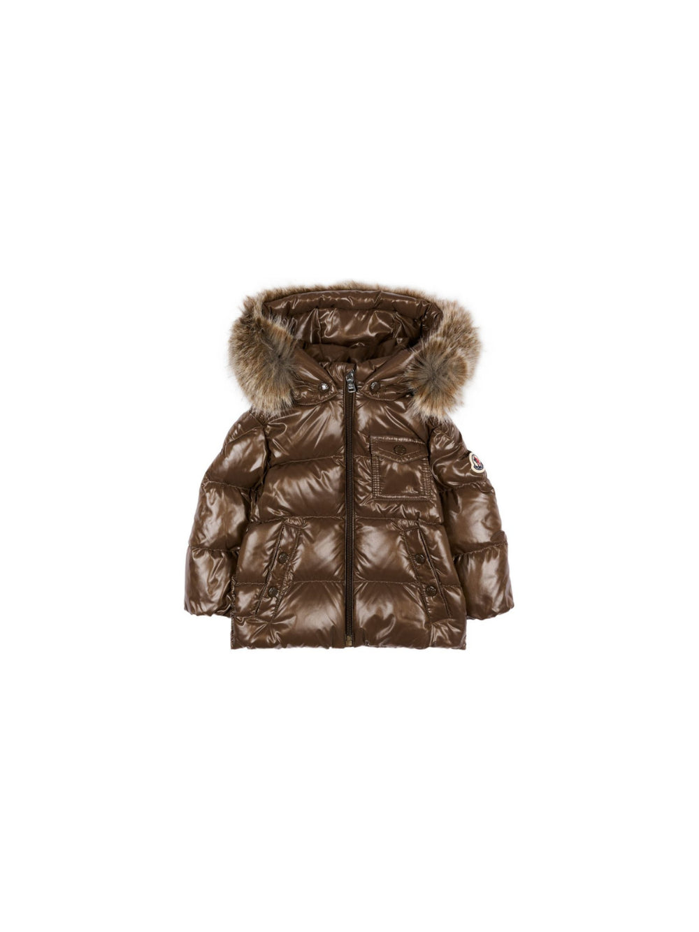 Giubbino per neonato Moncler Kids marrone con design imbottito L29511A00024597Z8 246 MONCLER KIDS 