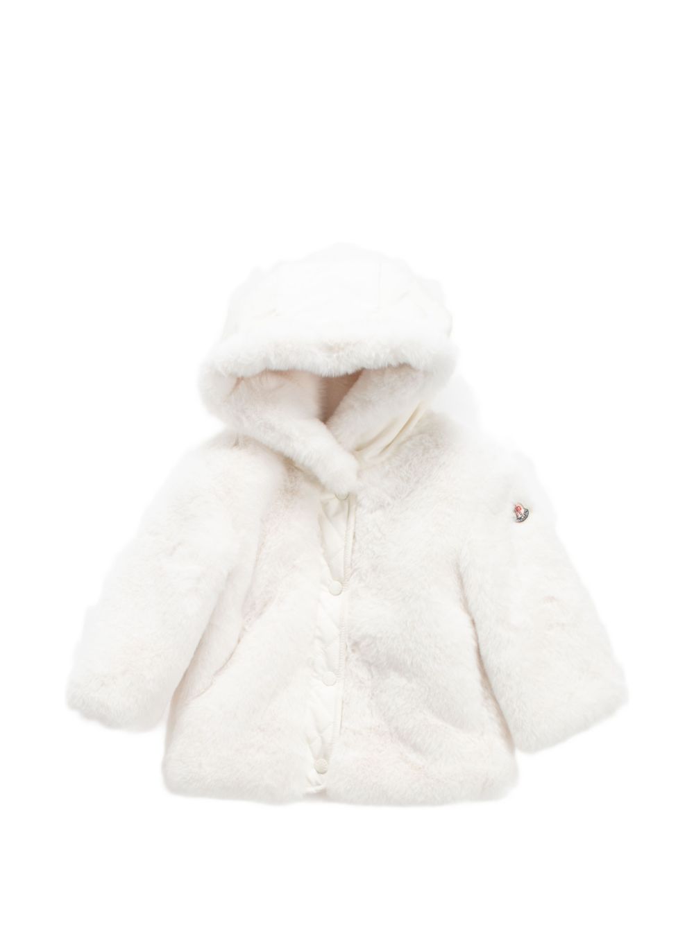 Giacca Viona per neonati Moncler Kids bianca con patch con logo L29511A0003054AQY 034 MONCLER KIDS 
