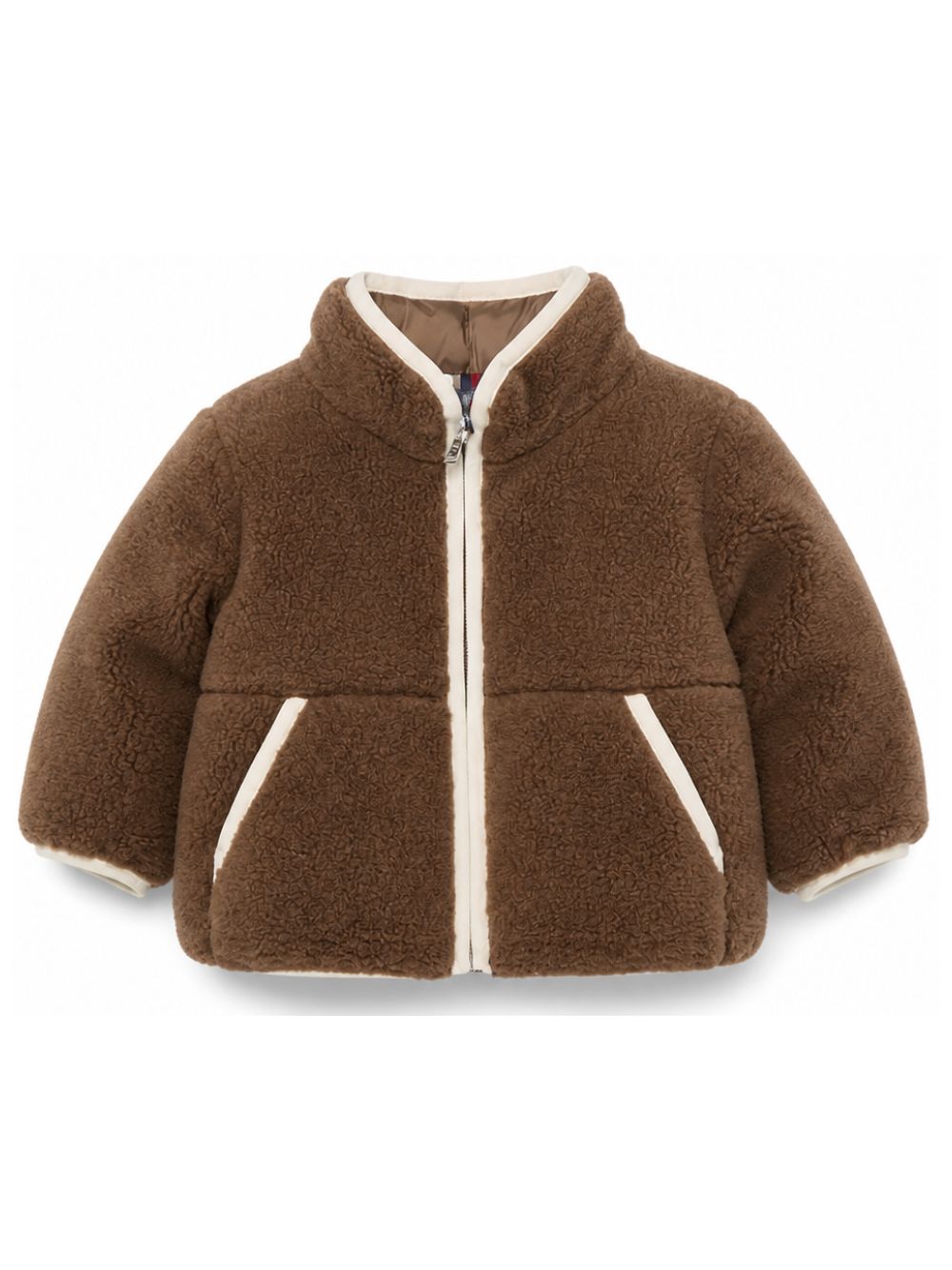 Giacca per neonato Moncler Kids marrone con inserti trapuntati L29511A0003789BLO 246 MONCLER KIDS 