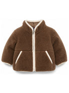 Giacca per neonato Moncler Kids marrone con inserti trapuntati L29511A0003789BLO 246 MONCLER KIDS 
