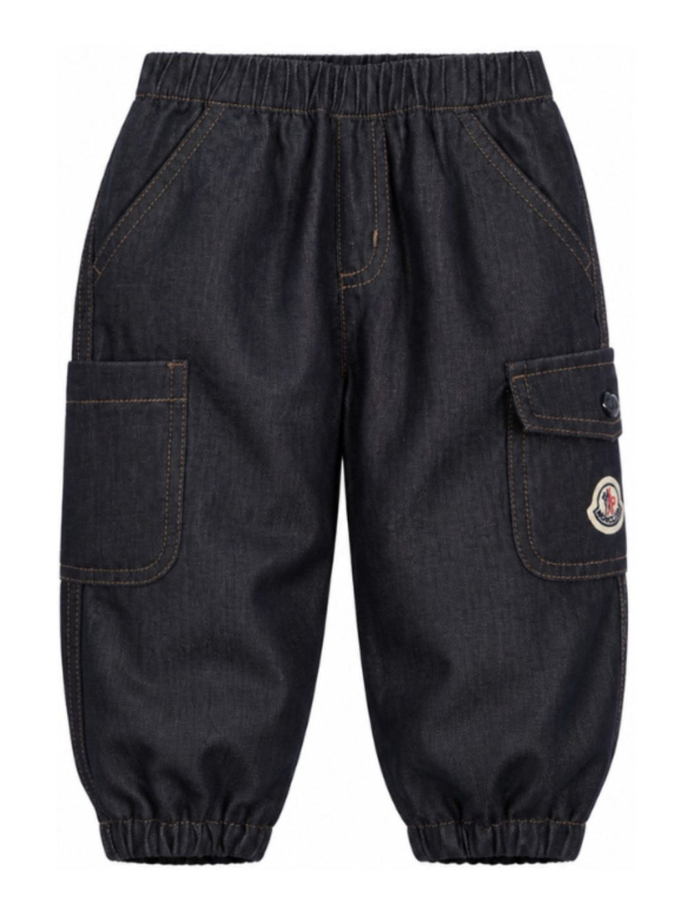 Pantaloni cargo per neonato Moncler Kids in denim blu con tasche laterali L29512A00002599LQ 77A MONCLER KIDS 